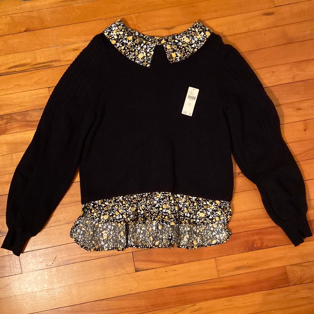 NWT! Gorgeous black sweater w/ floral accent. Tag cut off but never worn!